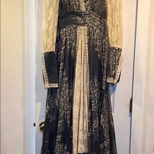 Vintage blue and cream Gunne Sax by Jessica long dress. XS. Vintage.